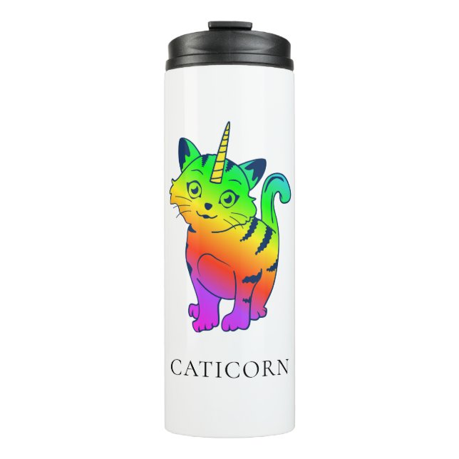 Caticorn Rainbow Unicorn Cat Personalised Thermal Tumbler (Front)