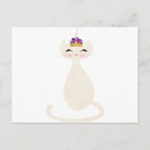 caticorn unicorn cat with princess crown postcard