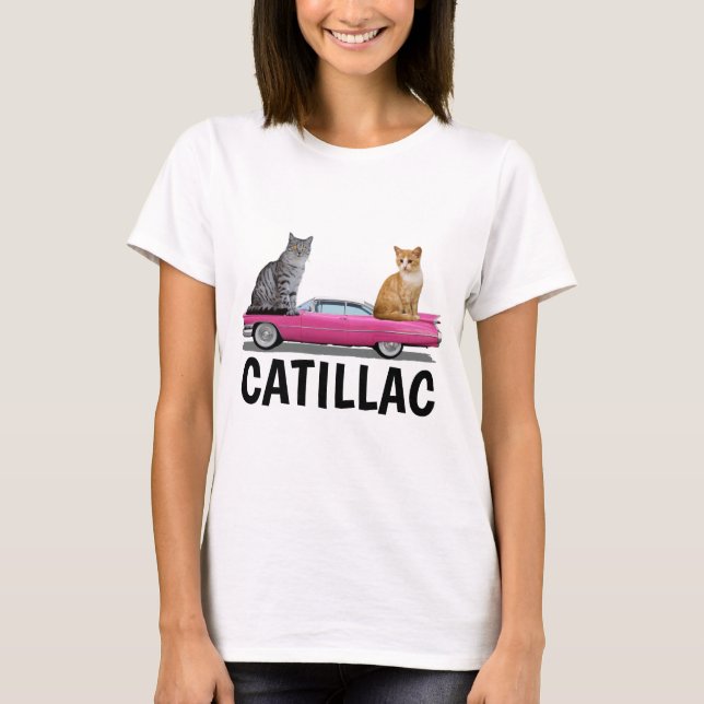 CATILLAC CAT PINK CLASSIC CAR T-SHIRTS (Front)