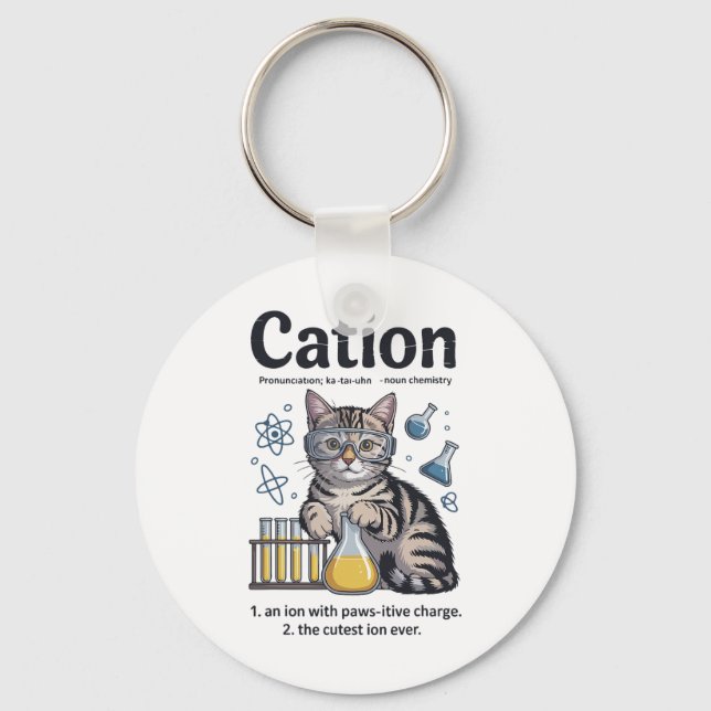 Cation Shirt Cat Science Chemistry Teacher Funny C Key Ring (Front)