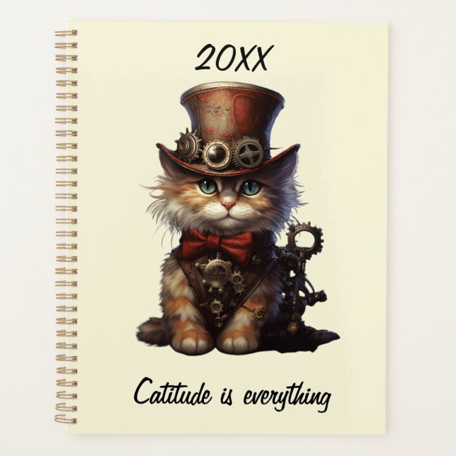 Catitude is everything steampunk cat planner (Front)