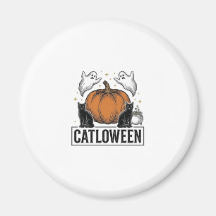 Catloween Black Cat Ghost Halloween Vector Design_ Magnet