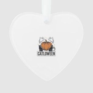 Catloween Black Cat Ghost Halloween Vector Design_ Ornament