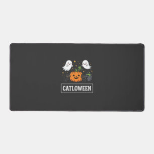 Catloween Cute Ghost Cat Halloween Design_1 Desk Mat