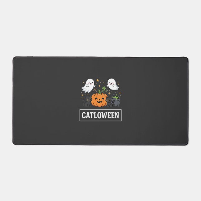 Catloween Cute Ghost Cat Halloween Design_1 Desk Mat (Front)