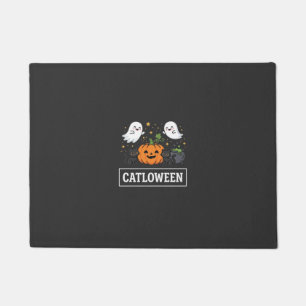 Catloween Cute Ghost Cat Halloween Design_1 Doormat