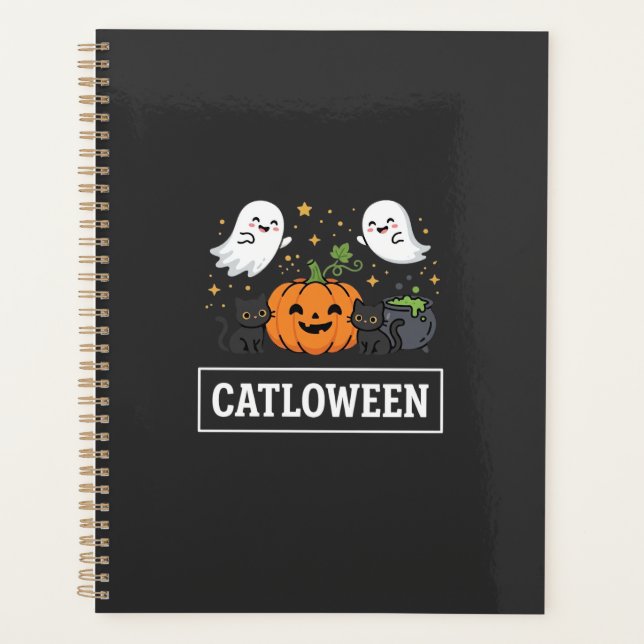 Catloween Cute Ghost Cat Halloween Design_1 Planner (Front)