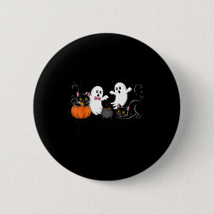 Catloween funny black cat ghost pumpkin halloween  6 cm round badge