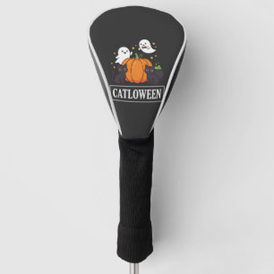 Catloween Funny Halloween Cat Ghost Pumpkin Design Golf Head Cover