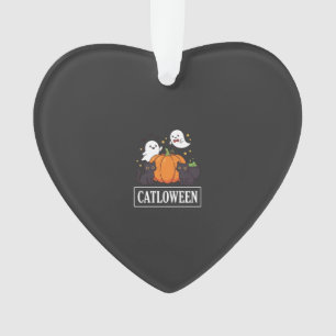 Catloween Funny Halloween Cat Ghost Pumpkin Design Ornament