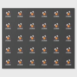 Catloween Funny Halloween Cat Ghost Pumpkin Design Wrapping Paper