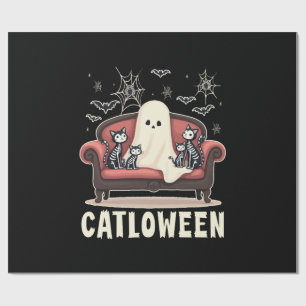 Catloween Ghost Halloween Wrapping Paper