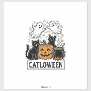 Catloween Vintage Ghost Cat Halloween Shirt Design
