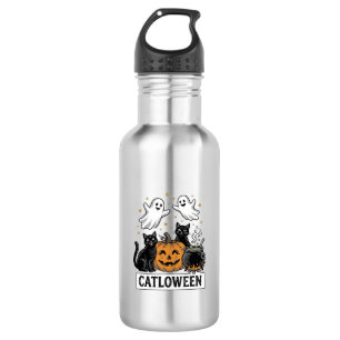 Catloween Vintage Ghost Cat Halloween Shirt Design 532 Ml Water Bottle