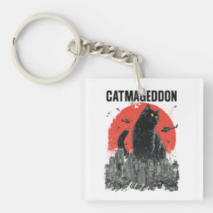 Catmageddon Giant Cat Monster City Kaiju Funny Pet Key Ring