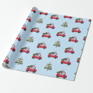 Catmas Blue Red truck Cats xmas kitten christmas Wrapping Paper