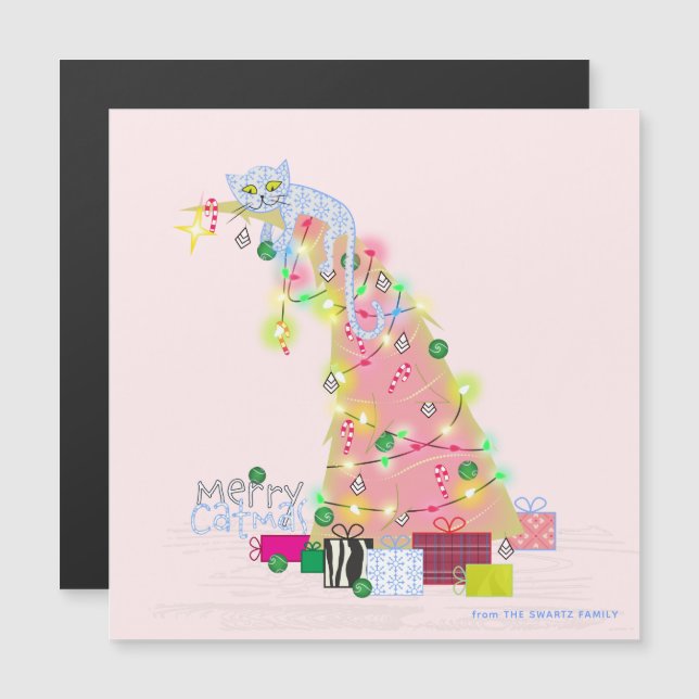 Catmas Tree Magnetic Christmas Card (Front/Back)
