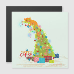 Catmas Tree Magnetic Christmas Card