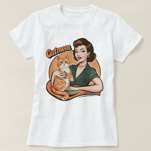 Catmom Cat Retro Vintage T-shirt ginger cat (Design Front)