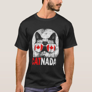 Catnada Canadian Cat Sunglasses Canada Flag T-Shirt