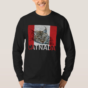 Catnada Lynx Canadensis Canadian Flag Maple Leaf V T-Shirt