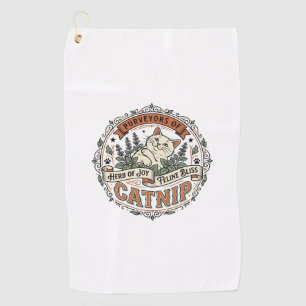 Catnip Cat Catnip Vintage Vector Art Shirt Design_ Golf Towel
