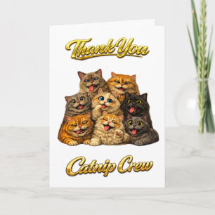 Catnip Crew Cute Silly Goofy Cat Faces Thank You Card