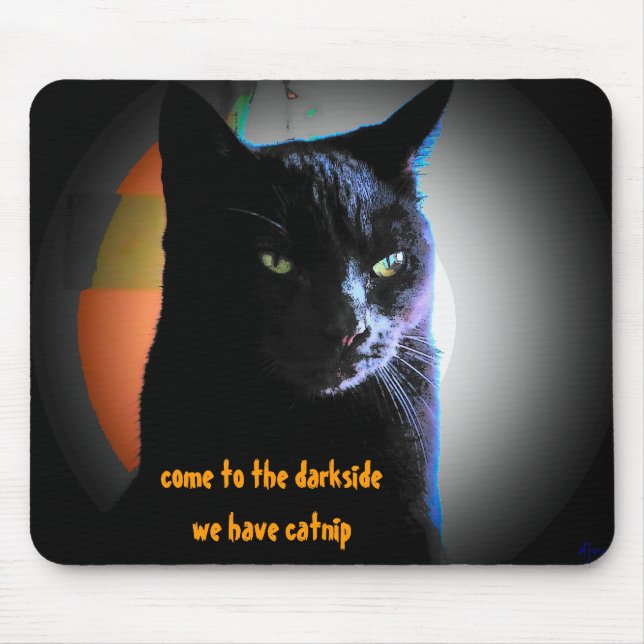 Catnip Darkside Black Cat Meme Mouse Pad (Front)