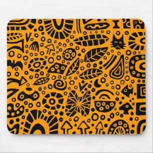 Catnip Dreams - Black on Orange FF9900 Mouse Pad