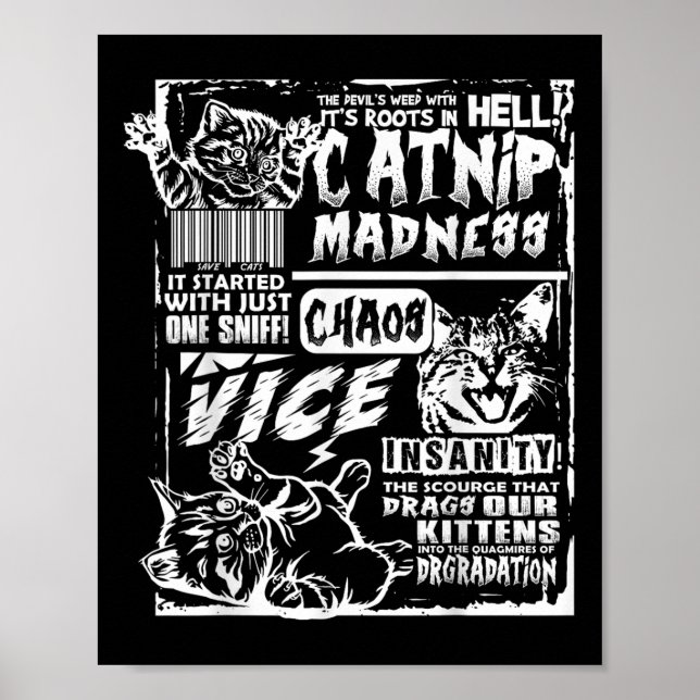 Catnip Madness Funny Cat Gifts For Cat Lover Cat D Poster (Front)