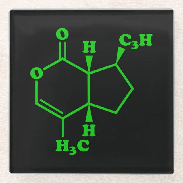 Catnip Nepetalactone Molecular Chemical Formula Glass Coaster (Front)