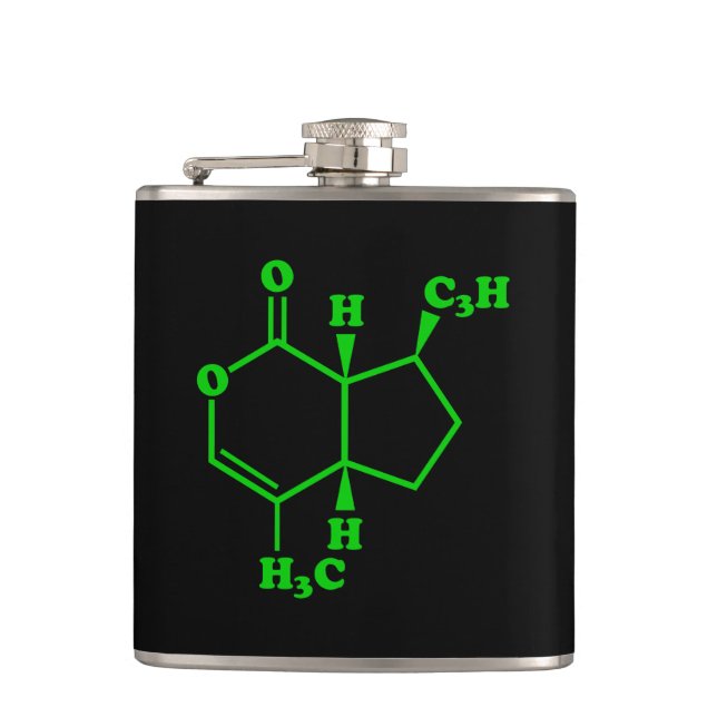 Catnip Nepetalactone Molecular Chemical Formula Hip Flask (Front)