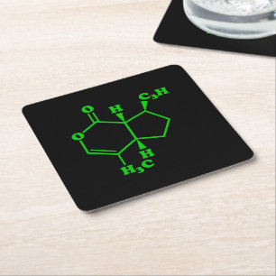 Catnip Nepetalactone Molecular Chemical Formula Square Paper Coaster