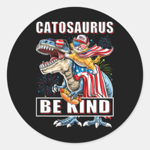 Catosaurus Funny Cat Dinosaur Meowica  Classic Round Sticker