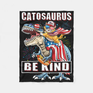 Catosaurus Funny Cat Dinosaur Meowica Fleece Blanket
