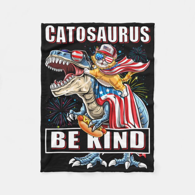 Catosaurus Funny Cat Dinosaur Meowica  Fleece Blanket (Front)