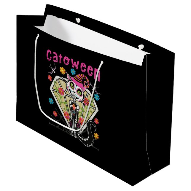 Catoween Halloween Large Gift Bag (Front Angled)
