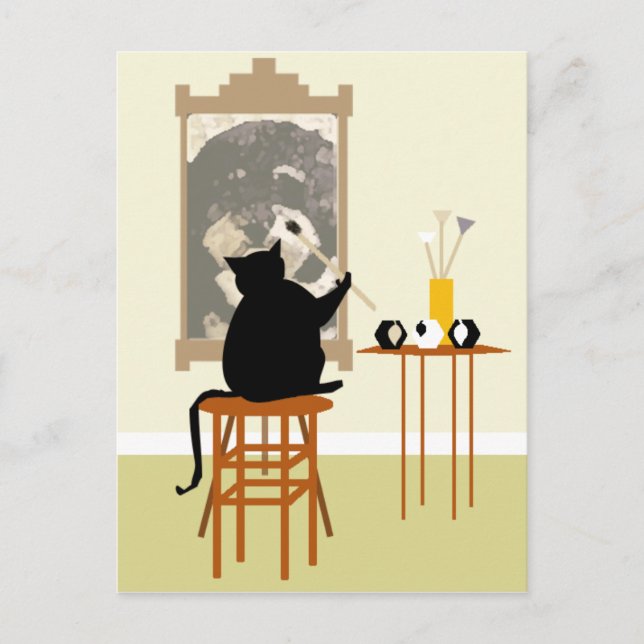 CatPaintingDog Postcard (Front)