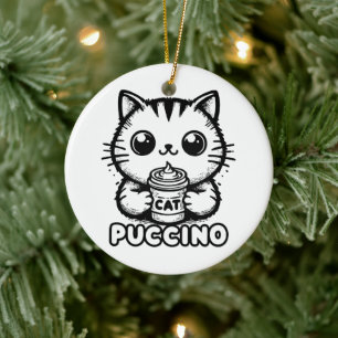 Catpuccino 1 ceramic tree decoration