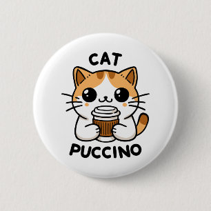 Catpuccino 2 6 cm round badge