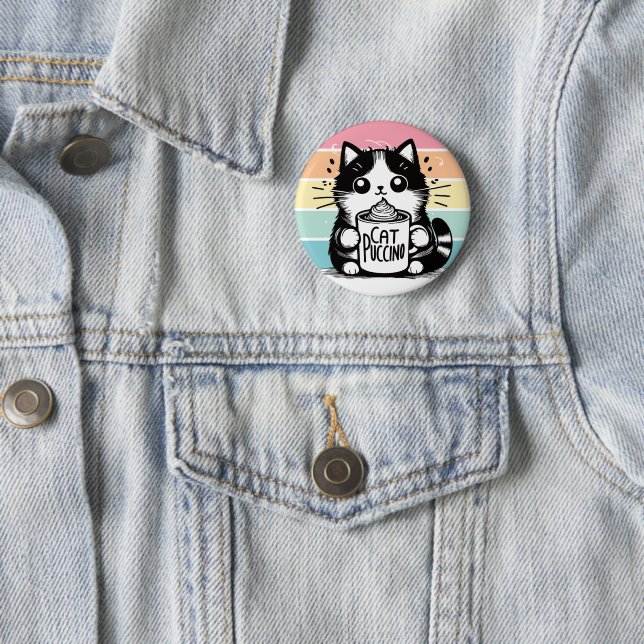 Catpuccino 3 6 cm round badge (In Situ)