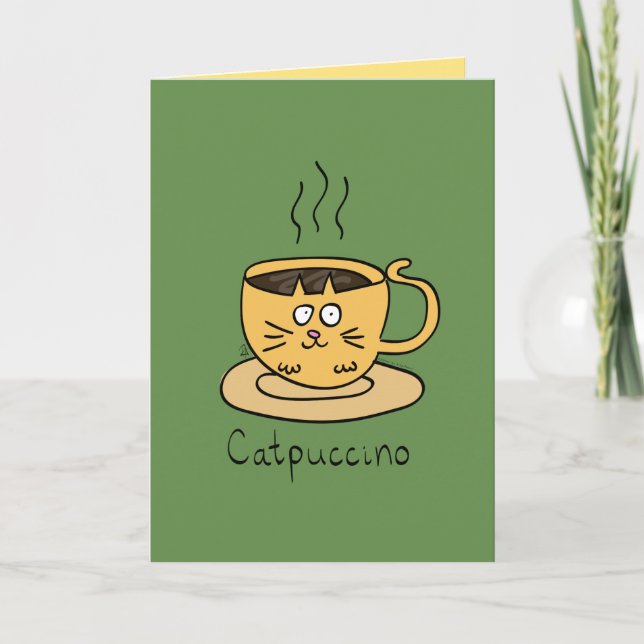 Catpuccino Coffee Cappuccino Cat Greeting Card (Front)