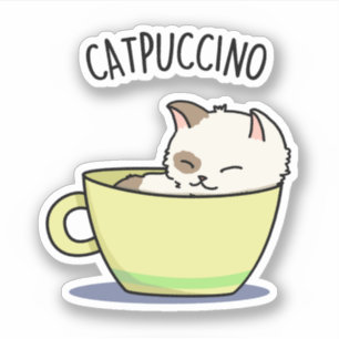 Catpuccino Funny Kitty Cat In Cup Pun 