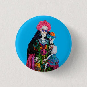 Catrina and Calavera Child Sugar Skull Canvas 3 Cm Round Badge