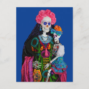 Catrina and Calavera Child Sugar Skull Canvas Postcard