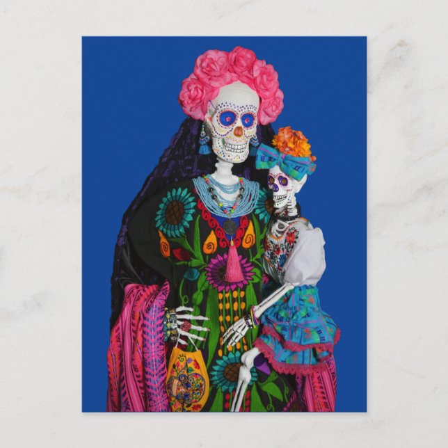 Catrina and Calavera Child Sugar Skull Canvas Postcard (Front)
