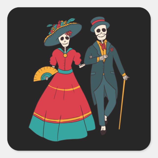 Catrina Couple Square Sticker (Front)