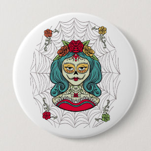Catrina Día de Muertos Web 10 Cm Round Badge