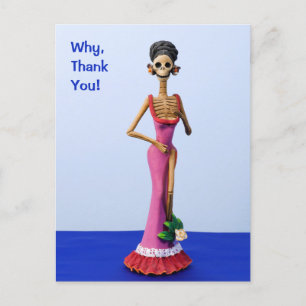 Catrina in a Pink Dress Thank You Postcard