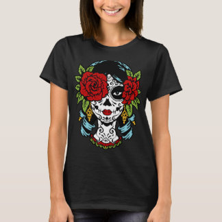 Catrina Rose Sugar Skull Calavera Mexico Skeleton  T-Shirt